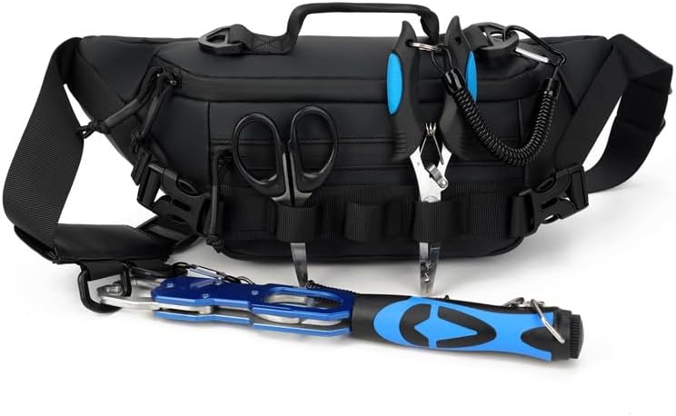 Fishing Bag, Handheld Bait Bag, Multi-Pocket Fishing Backpack, Multifunctional with Large Capacity Fishing Bag for Fishing for Outdoor Fly Fishing Bag, Fishing, Running, Outdoor Sports, black, Unisex