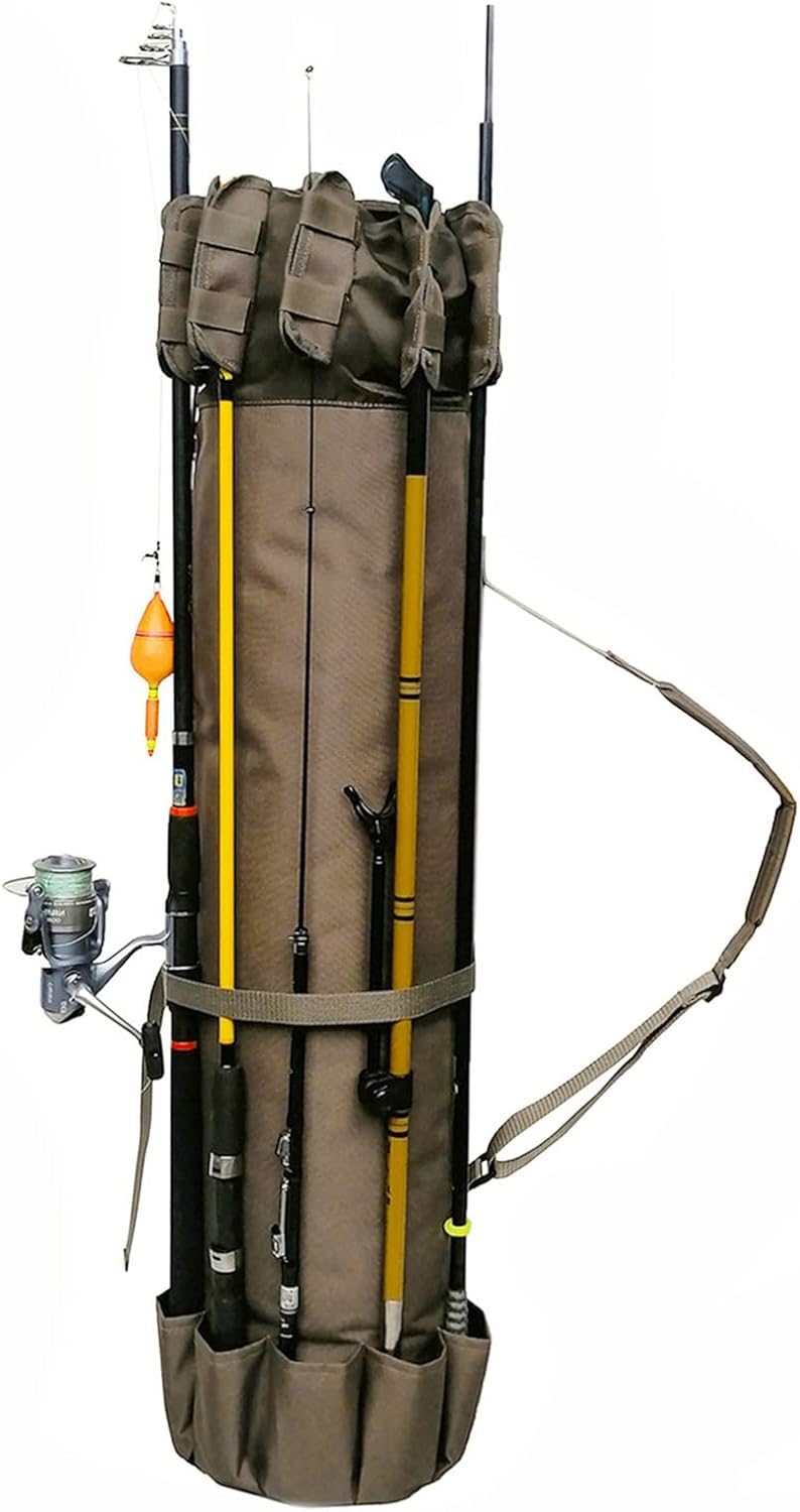Fishing Rod Bag, Portable Fishing Rod Carrying Storage Bag High Capacity Multifunctional Waterproof Rod Bag for 5 Poles and Tackle