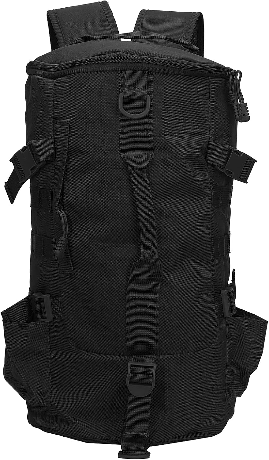 Backpack for Fishing Tackle - Portable Cylindrical Bag with Large Capacity and Practical Rod Holder for Anglers on the Go (Black)