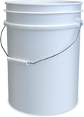 5 Gallon Bucket , Made in USA, Food Grade, Durable  All Purpose Pail, Contains No  Plastic, Premium , Lids Not Included (White, 1)