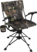 360° Swivel Hunting Chairs for Ground Blinds, Portable Folding Camo Camping Chairs for Adults Hunting Seats with Hard Arms for Fishing Camping