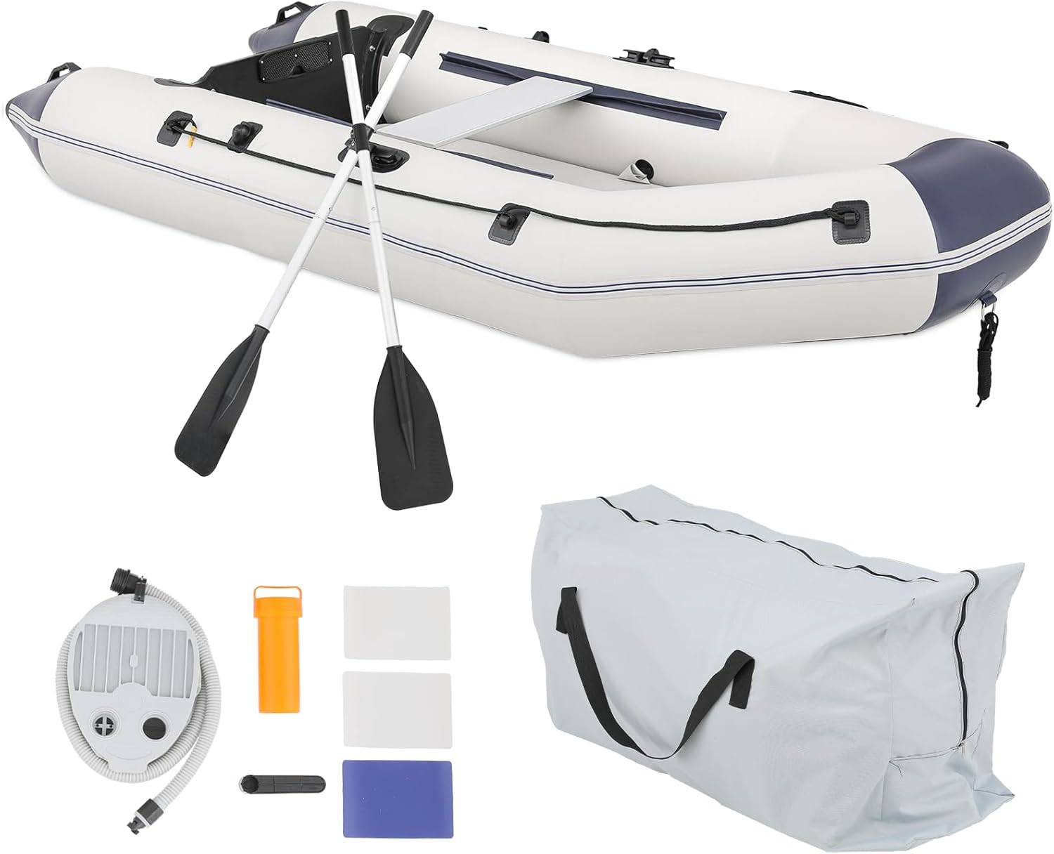 Inflatable Sports Kayak(Oars Included), 1-4 Person Air Fishing Raft Boat, Max Load 790Ibs, Quick Inflation and Deflation, Carry Bag Included