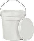 5-Gallon White Bucket Pail Container with Lid | Food Grade | Heavy-Duty Extra Durable | Metal Handles with Plastic Grip for Easy Carrying | Multi-Use | Easy Stack and Store |  Free
