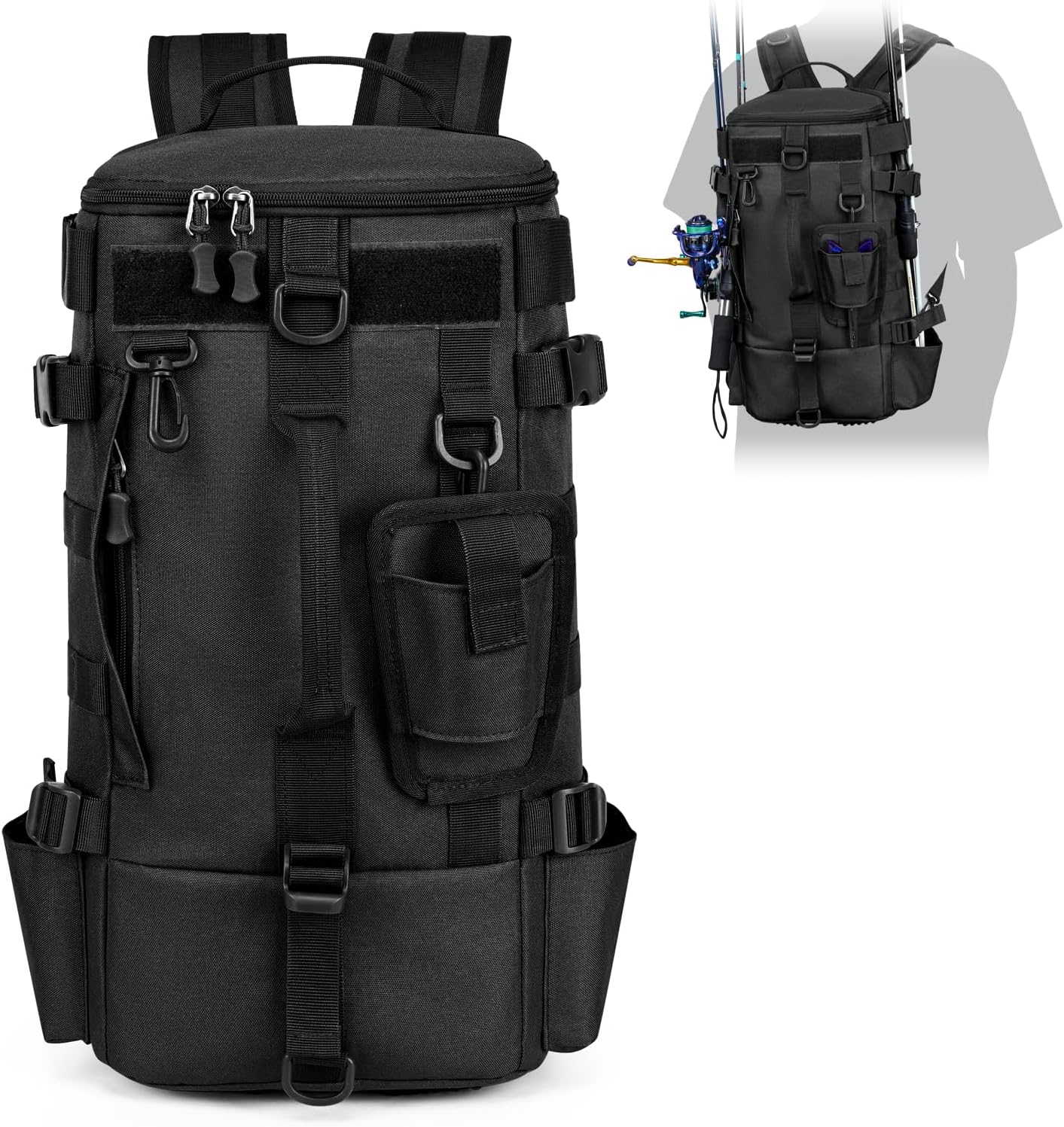 Fishing Tackle Bag,Fishing Tackle Bag with Rod & Gear Holder,Lightweight Sling Tackle Storage Bag, Sturdy Fishing Gear Bag-Multi-functional, anti-abrasion for Fishing, Camping, Hiking,